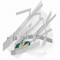 Art installation - Structures rising from water