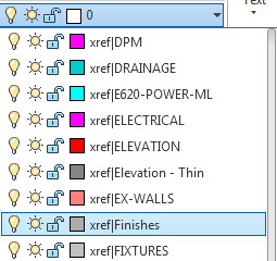 Layer Drop Down showing XREF layers